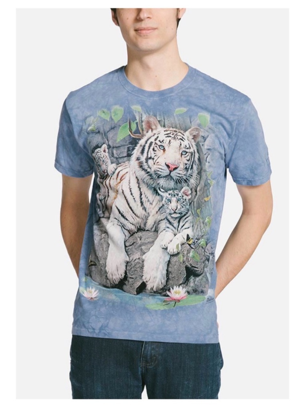 🐯💙 NWOT 3XL The Mountain, White Tigers of Bengal, Short Sleeved T-shirt